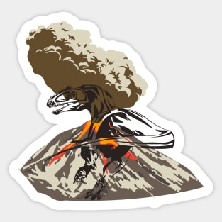 Dinosaur And Volcano Sticker